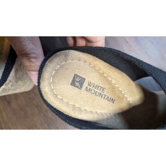 White Mountain Banner Black Cork Wedges Stretchy Upper - 3.5 inch Heel Size 7.5M - Picture 9 of 11
